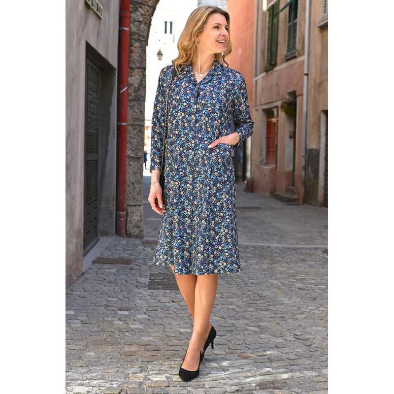 Robe médicalisée bleue ouverture dos aimantée | Facilavi