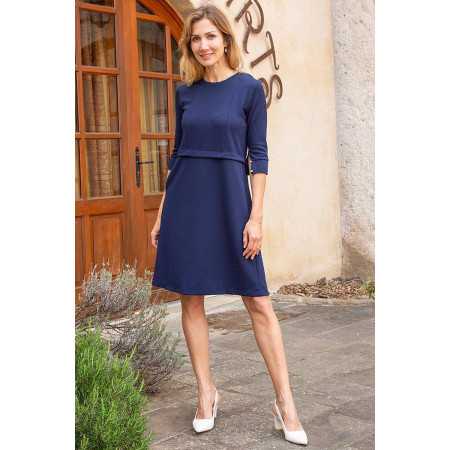 robe médicalisée marine ouverture dos femme senior