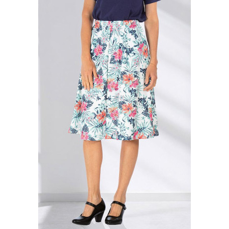 Jupe fleurie taille élastique femme senior grande taille | Facilavi