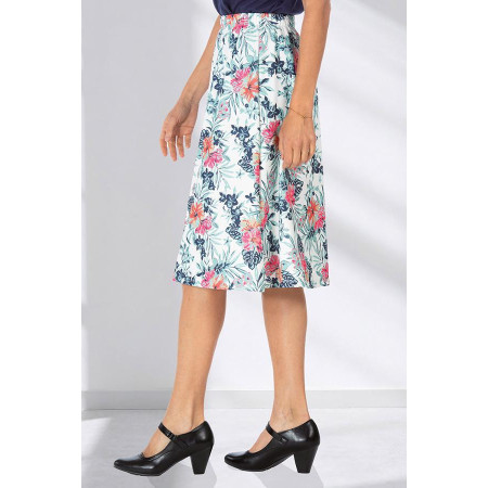 Jupe fleurie taille élastique femme senior grande taille | Facilavi