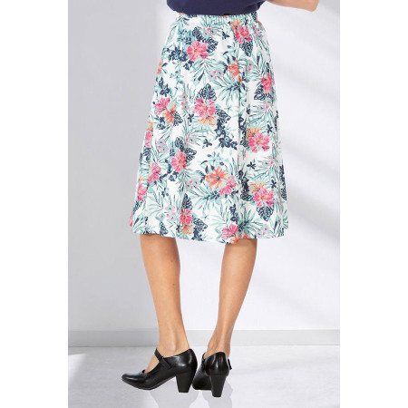 Jupe fleurie taille élastique femme senior grande taille | Facilavi