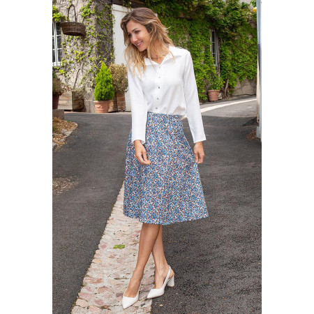 Jupe fleurie taille élastique femme senior 34 à 68 | Facilavi