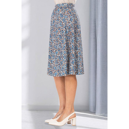 Jupe fleurie taille élastique femme senior 34 à 68 | Facilavi