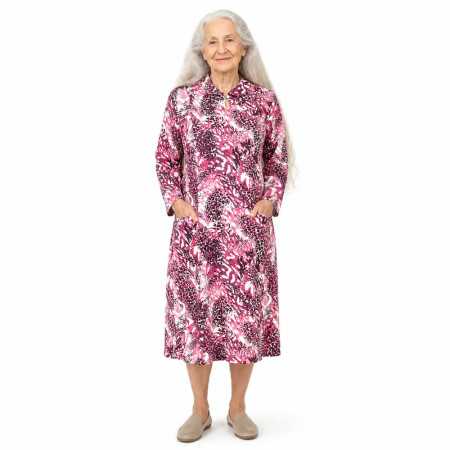 robe médicalisée femme âgée gériatrie ehpad manches longues coloris rose