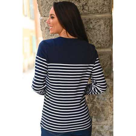 Tshirt manches longues rayures marine dos