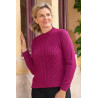 Pull uni maille manches longues coloris framboise