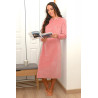 chemise de nuit manches longues chaude femme senior confortable coton rose