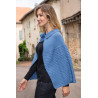 cape pompon femme senior facile à enfiler coloris bleu profil