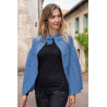 cape pompon femme senior facile à enfiler coloris bleu