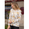 pull manches longues ouverture dos pressions femme senior feuille coloris beige
