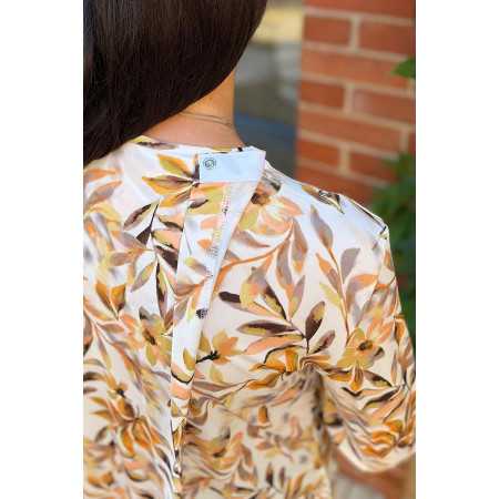pull manches longues ouverture dos pressions femme senior feuille coloris beige dos