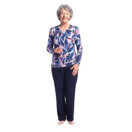 grenouillère femme senior dépendante ehpad ouverture dos coloris bleu