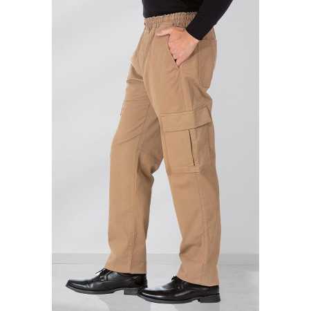 pantalon facile à enfiler poches homme senior couleur beige profil