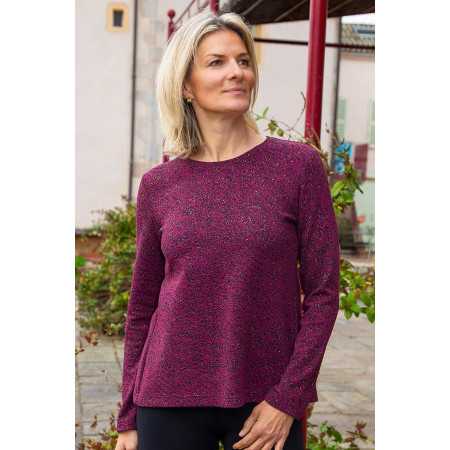 pull médicalisé femme senior ouverture dos pressions coloris prune