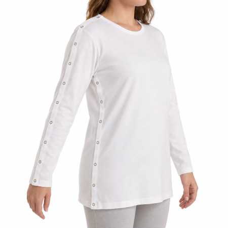t-shirt manches longues femme ouverture côté pressions