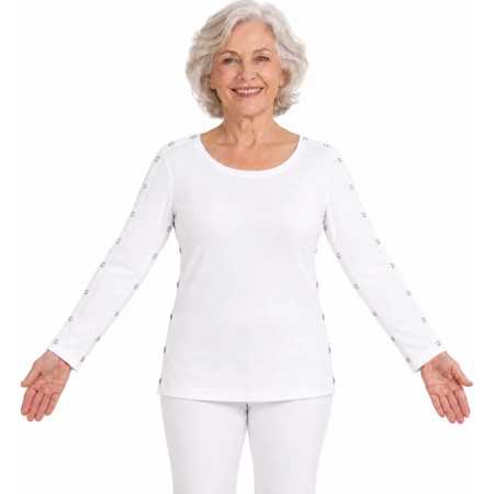 t-shirt médicalisé femme senior ouverture manches 2 côtés douleurs bras épaules haut du corps