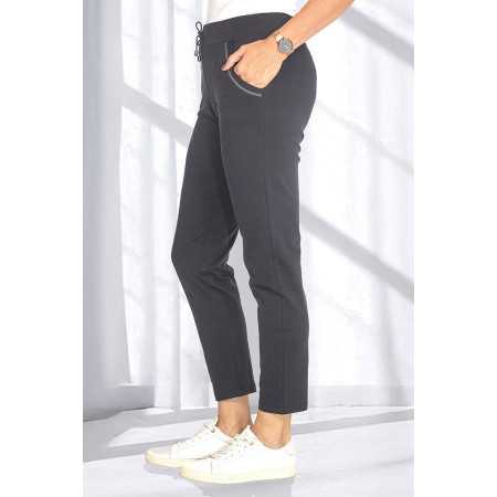 jogging près du corps confortable facile à enfiler femme senior coloris marine vue profil