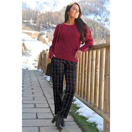 Pantalon confort à grands carreaux pour femme senior facile à enfiler tenue