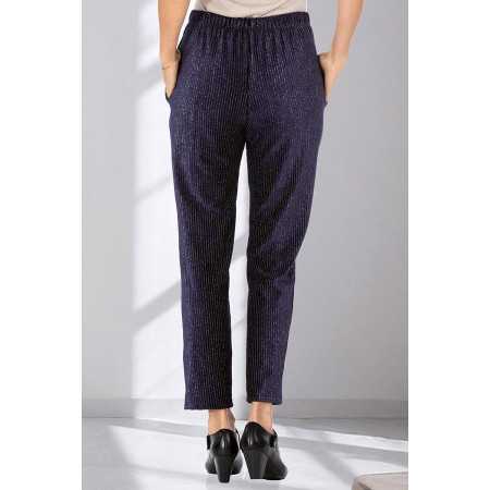 Pantalon velours brillant femme senior taille élastique | Facilavi