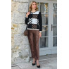 Pantalon velours brillant femme senior taille élastique | Facilavi