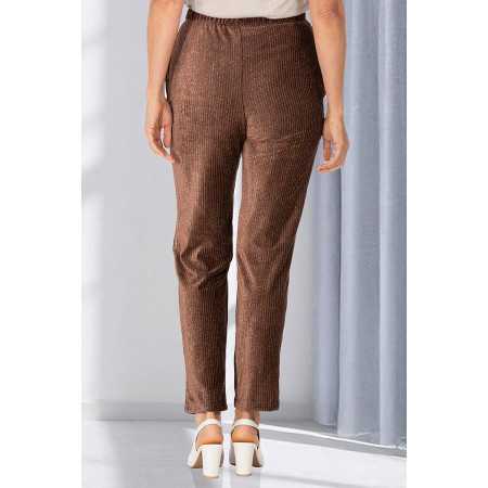 pantalon taille élastique marron femme senior