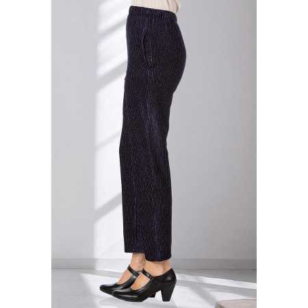 Pantalon velours brillant femme senior taille élastique | Facilavi