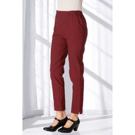 pantalon bordeaux facile à enfiler taille élastique femme senior profil