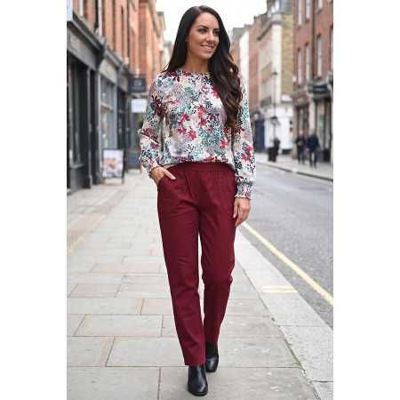 pantalon bordeaux facile à enfiler taille élastique femme senior