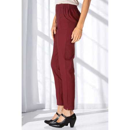 pantalon bordeaux facile à enfiler taille élastique femme senior profil