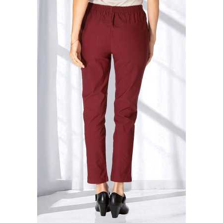 pantalon bordeaux facile à enfiler taille élastique femme senior dos