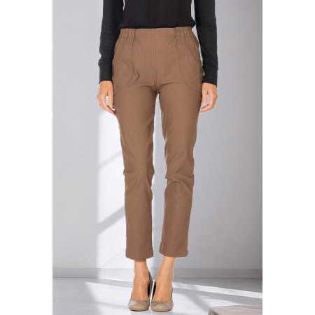 pantalon marron facile à enfiler taille élastique femme senior