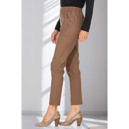 pantalon bordeaux facile à enfiler taille élastique femme senior profil