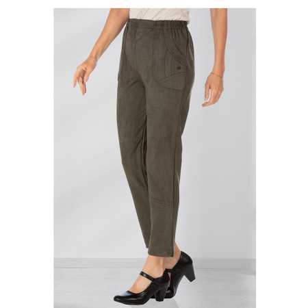 pantalon chaud femme senior facile à enfiler kaki