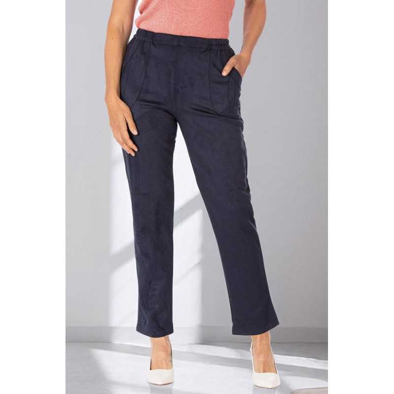 pantalon chaud femme senior facile à enfiler marine