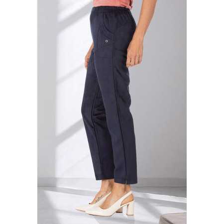 pantalon chaud femme senior facile à enfiler marine profil