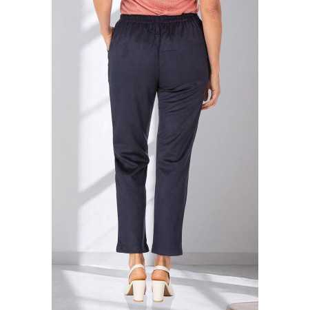 pantalon chaud femme senior facile à enfiler marine dos