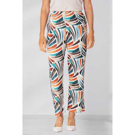 pantalon femme motif fantaisie coloré ceinture élastiquée
