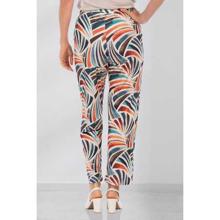 pantalon femme motif fantaisie coloré ceinture élastiquée dos