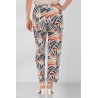 pantalon femme motif fantaisie coloré ceinture élastiquée dos