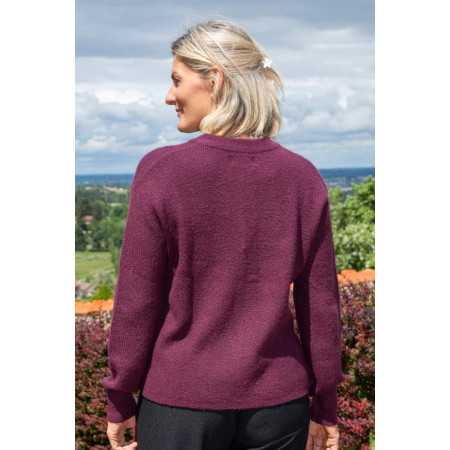 cardigan violet femme facile à enfiler dos