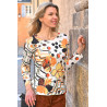 Tee-shirt pour femme âgée avec imprimé floral - Fabriqué en France