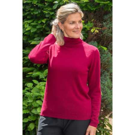 pull bordeaux col roulé facile à enfiler femme senior