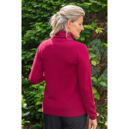 pull bordeaux col roulé facile à enfiler femme senior dos