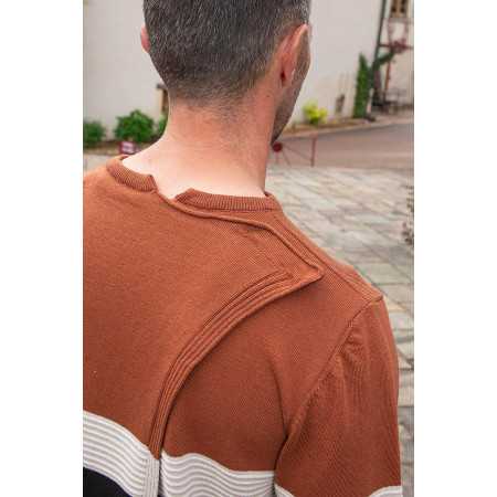 pull médicalisé ouverture dos homme senior ehpad manches longues  dos