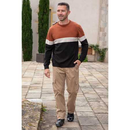 pull médicalisé ouverture dos homme senior ehpad manches longues tenue