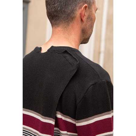 pull médicalisé homme senior manches longues vue dos