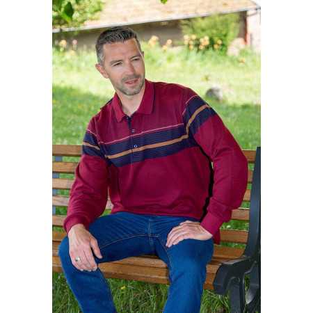 Pull médicalisé bordeaux pour homme senior avec ouverture dos par pressions ehpad