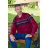 Pull médicalisé bordeaux pour homme senior avec ouverture dos par pressions ehpad