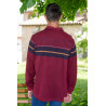 Pull médicalisé bordeaux pour homme senior avec ouverture dos par pressions ehpad dos tenue