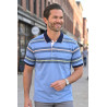 polo médicalisé homme senior rayures bleu ciel ehpad